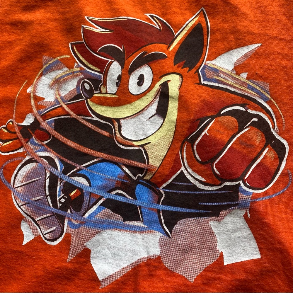 Vintage Y2K Crash Bandicoot Shirt Game Promo Mario Stars Nintendo RARE Gamer - Picture 4 of 7